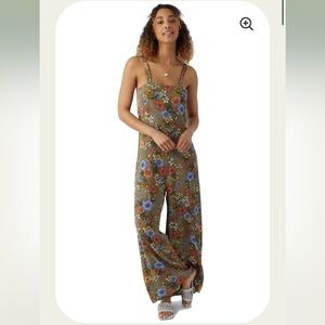 Floral Olive Wide-Leg Jumpsuit